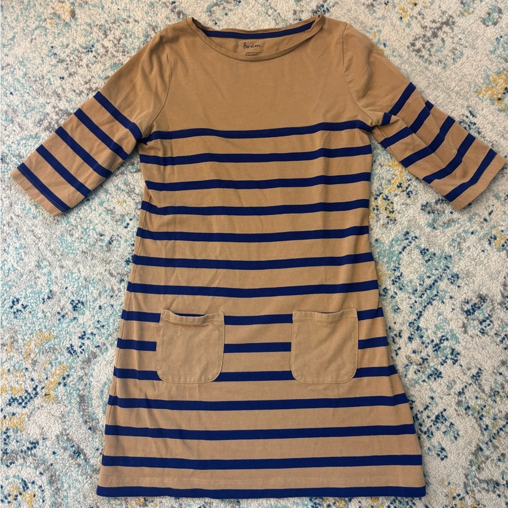 Boden Tan and Blue Cotton Top